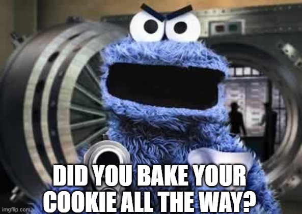 Underbaked = ;) | DID YOU BAKE YOUR COOKIE ALL THE WAY? | image tagged in cookie monster | made w/ Imgflip meme maker