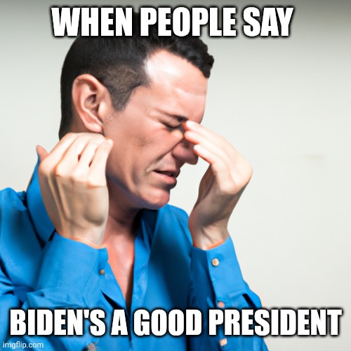 Biden for jail 2024 | WHEN PEOPLE SAY; BIDEN'S A GOOD PRESIDENT | image tagged in oh god how cringe | made w/ Imgflip meme maker