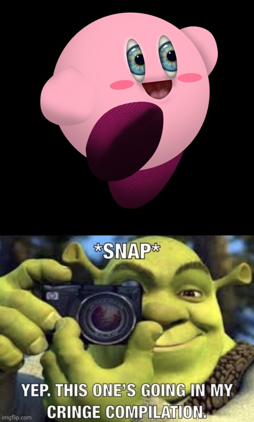 Kirby | image tagged in yep this one's going in my cringe compilation,cursed image,kirby,cursed,memes,eyes | made w/ Imgflip meme maker