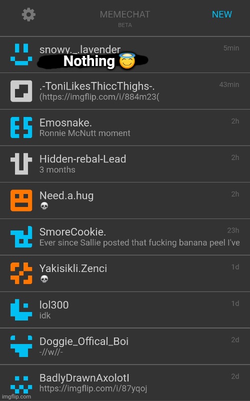 mc reveal | Nothing 😇 | made w/ Imgflip meme maker