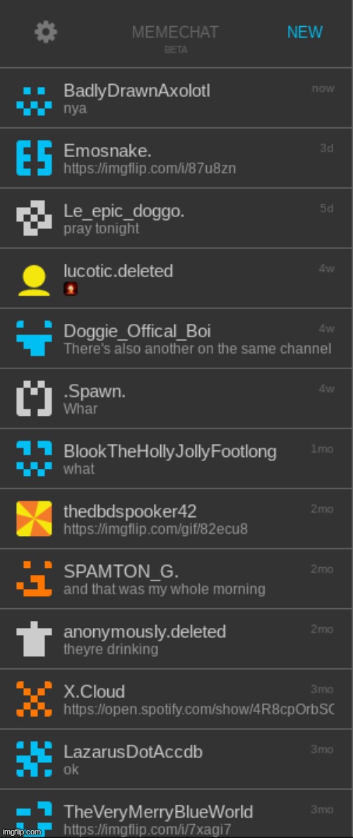 my memechats (yes i have blue) | made w/ Imgflip meme maker