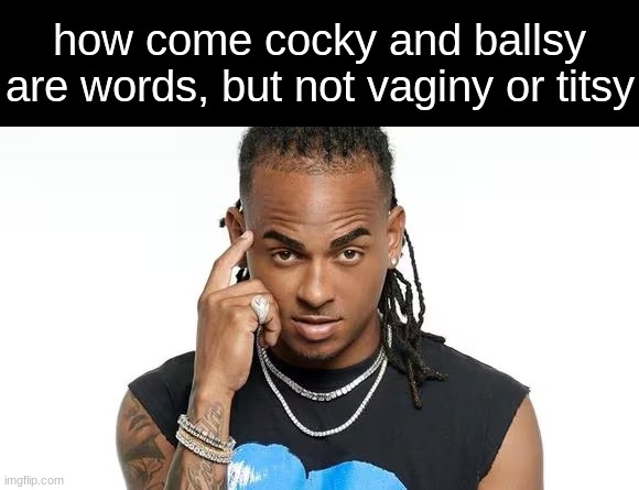 how come cocky and ballsy are words, but not vaginy or titsy | made w/ Imgflip meme maker