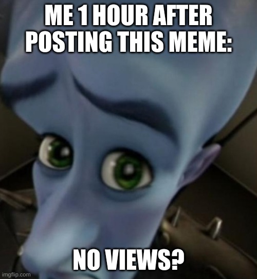 Time Travel Is Real | ME 1 HOUR AFTER POSTING THIS MEME:; NO VIEWS? | image tagged in megamind no bitches | made w/ Imgflip meme maker