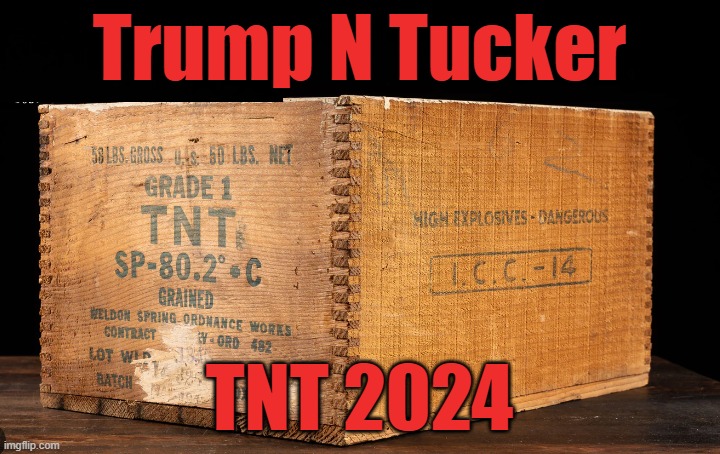 Trump N Tucker TnT | Trump N Tucker; TNT 2024 | image tagged in tnt,maga,donald trump,trump,donald j trump,tucker carlson | made w/ Imgflip meme maker