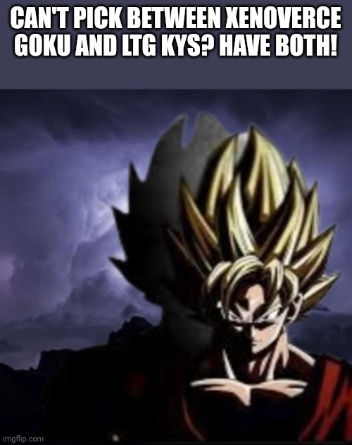 CAN'T PICK BETWEEN XENOVERCE GOKU AND LTG KYS? HAVE BOTH! | made w/ Imgflip meme maker