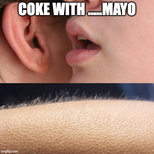 good combo | COKE WITH .....MAYO | image tagged in whisper and goosebumps | made w/ Imgflip meme maker