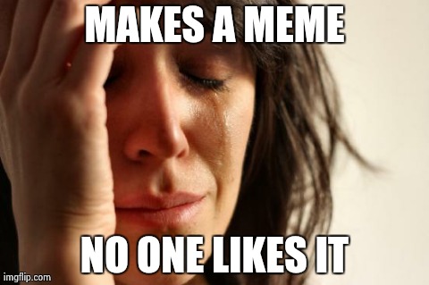 First World Problems | MAKES A MEME NO ONE LIKES IT | image tagged in memes,first world problems | made w/ Imgflip meme maker