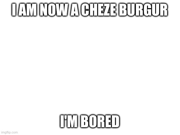 Hi | I AM NOW A CHEZE BURGUR; I'M BORED | image tagged in hi | made w/ Imgflip meme maker
