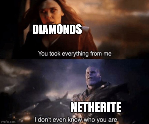 You took everything from me - I don't even know who you are | DIAMONDS NETHERITE | image tagged in you took everything from me - i don't even know who you are | made w/ Imgflip meme maker