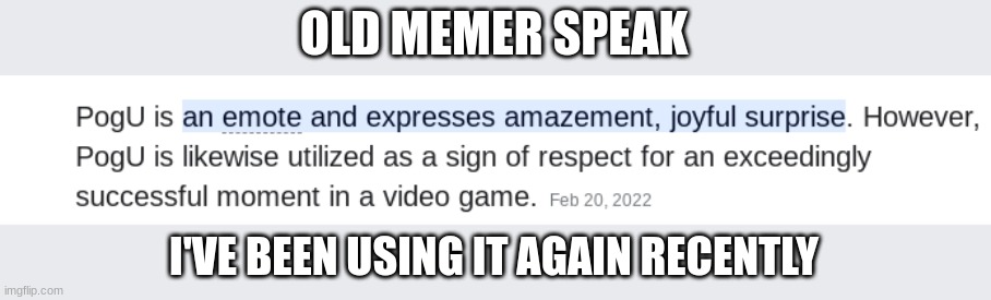 OLD MEMER SPEAK; I'VE BEEN USING IT AGAIN RECENTLY | made w/ Imgflip meme maker
