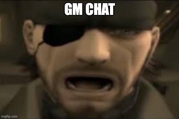 this is gonna be my new template for whenever i have something to say to all of you | GM CHAT | image tagged in naked snake scream | made w/ Imgflip meme maker