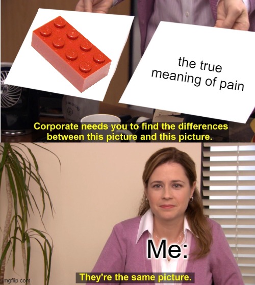 PAIN | the true meaning of pain; Me: | image tagged in memes,they're the same picture | made w/ Imgflip meme maker