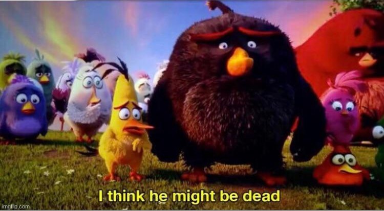 @amentallyilltransgender | image tagged in i think he might be dead | made w/ Imgflip meme maker