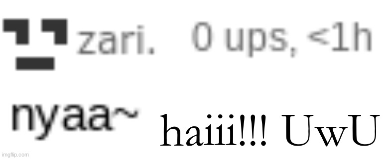 zari nyaa | haiii!!! UwU | image tagged in zari nyaa | made w/ Imgflip meme maker