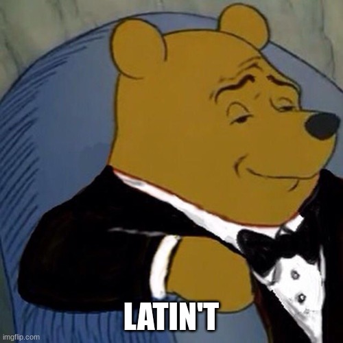 Tuxedo Winnie the Pooh | LATIN'T | image tagged in tuxedo winnie the pooh | made w/ Imgflip meme maker