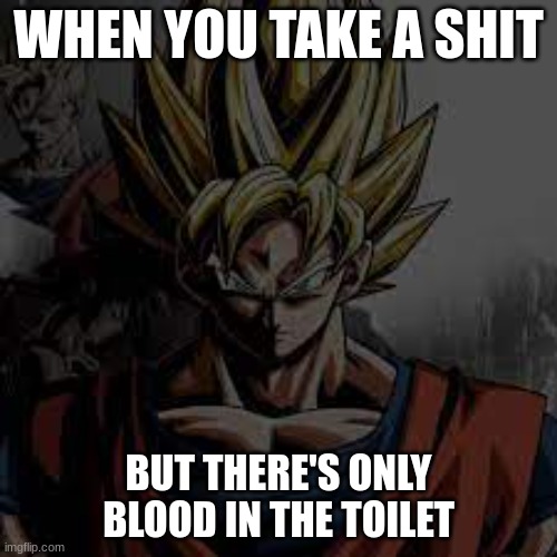 Oh no. | WHEN YOU TAKE A SHIT; BUT THERE'S ONLY BLOOD IN THE TOILET | image tagged in dark humor | made w/ Imgflip meme maker