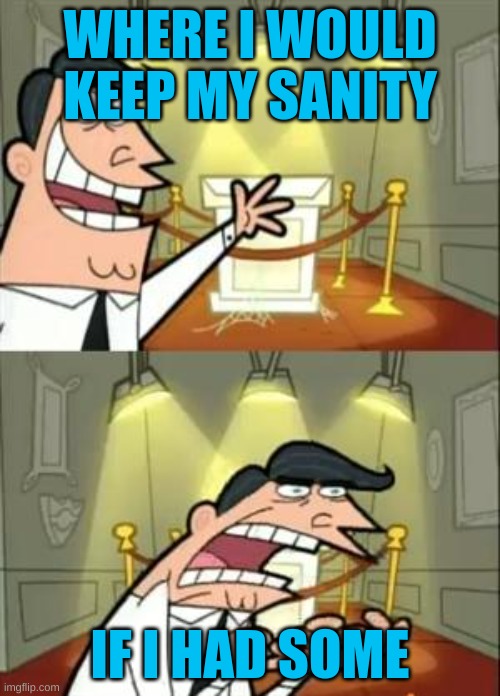 This is true for Most people | WHERE I WOULD KEEP MY SANITY; IF I HAD SOME | image tagged in memes,this is where i'd put my trophy if i had one | made w/ Imgflip meme maker