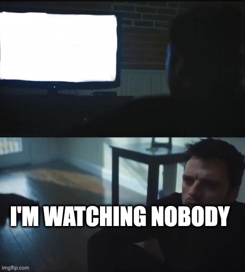 Bucky watching TV | I'M WATCHING NOBODY | image tagged in bucky watching tv | made w/ Imgflip meme maker