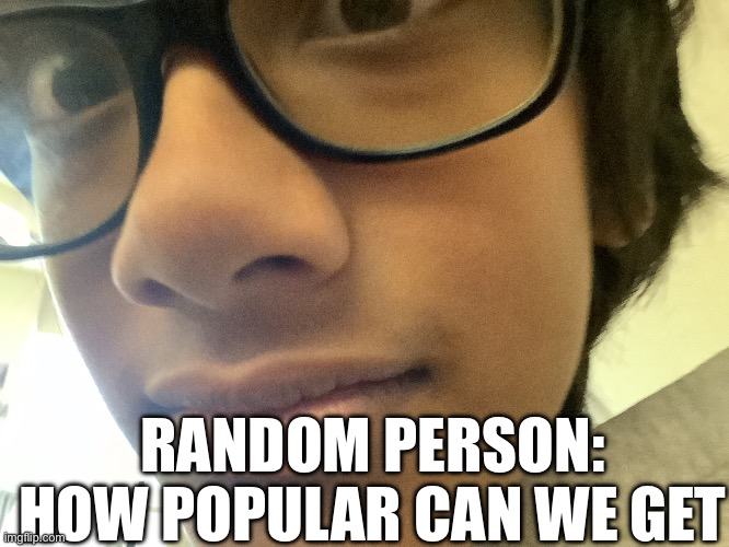 RANDOM PERSON: HOW POPULAR CAN WE GET | image tagged in goofy ahh,cringe,popular | made w/ Imgflip meme maker