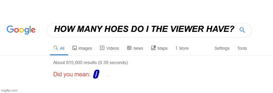 Did you mean? | HOW MANY HOES DO I THE VIEWER HAVE? 0 | image tagged in did you mean | made w/ Imgflip meme maker
