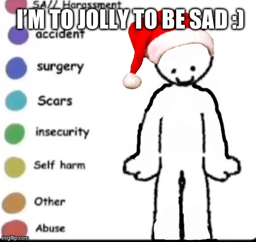Make your own | I’M TO JOLLY TO BE SAD :) | image tagged in make your own | made w/ Imgflip meme maker