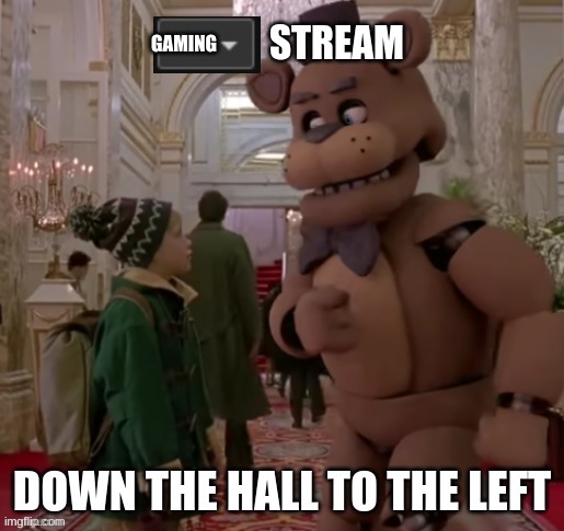 fun stream is down the hall to the left | GAMING | image tagged in fun stream is down the hall to the left | made w/ Imgflip meme maker