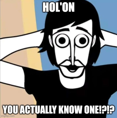 Surprised polo | HOL'ON YOU ACTUALLY KNOW ONE!?!? | image tagged in surprised polo | made w/ Imgflip meme maker