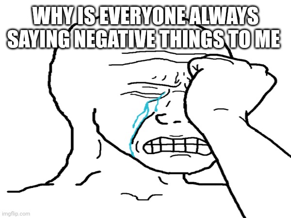 ?????? | WHY IS EVERYONE ALWAYS SAYING NEGATIVE THINGS TO ME | made w/ Imgflip meme maker