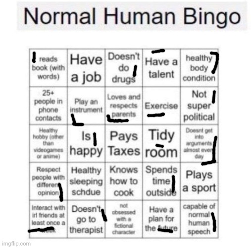 I'm pretty normal | image tagged in normal human bingo,memes,funny,bingo | made w/ Imgflip meme maker