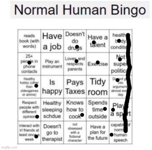 bingo bitches! | image tagged in normal human bingo | made w/ Imgflip meme maker