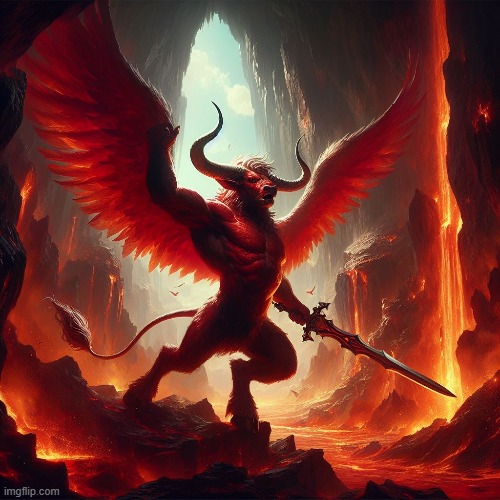 Infernal Minotaur / Moloch demon | Original A.I.Image by me using Microsoft Bing Dall·E3 Img Creator | made w/ Imgflip meme maker