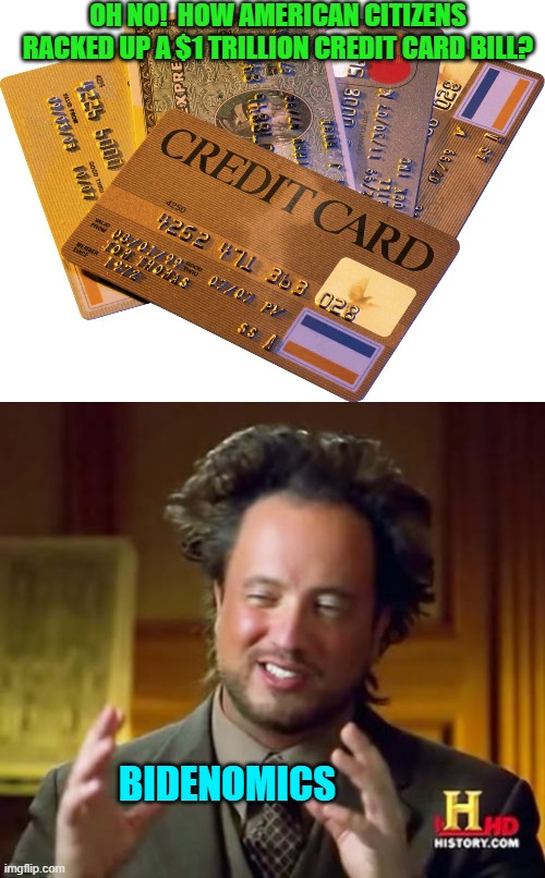 Come on man . . . did you even have to ask? | OH NO!  HOW AMERICAN CITIZENS RACKED UP A $1 TRILLION CREDIT CARD BILL? BIDENOMICS | image tagged in truth | made w/ Imgflip meme maker
