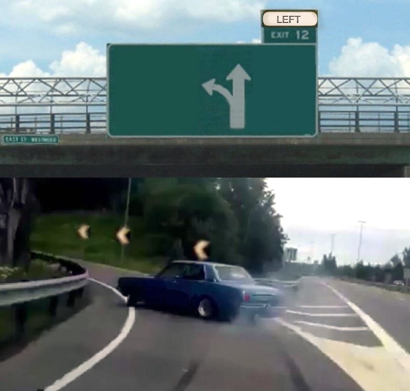 Left Exit 12 UK Right Hand Drive Flipped version Blank Meme Template
