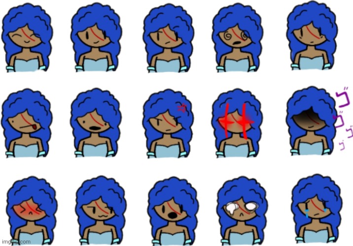 Updated rizu expression sheet :D | image tagged in rizu expression sheet updated | made w/ Imgflip meme maker