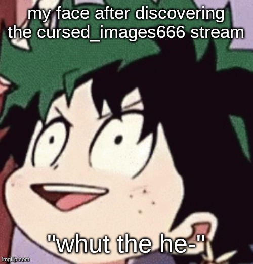 i swear | my face after discovering the cursed_images666 stream; "whut the he-" | image tagged in deku d,cursedinages,aaaaaaaaaaaaaaaaaaaaaaaaaaa | made w/ Imgflip meme maker