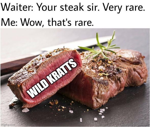 rare steak meme | WILD KRATTS | image tagged in rare steak meme | made w/ Imgflip meme maker