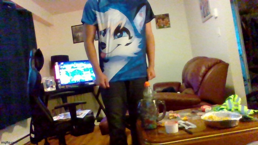 my wolf furry shirt came today ^_^ (also don't mind the small mess) | image tagged in fun,furry,happiness,funny,shirt | made w/ Imgflip meme maker