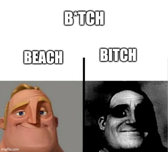 B*tch | B*TCH; BITCH; BEACH | image tagged in teacher's copy | made w/ Imgflip meme maker