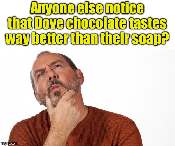 Dove | Anyone else notice that Dove chocolate tastes way better than their soap? | image tagged in hmmm | made w/ Imgflip meme maker