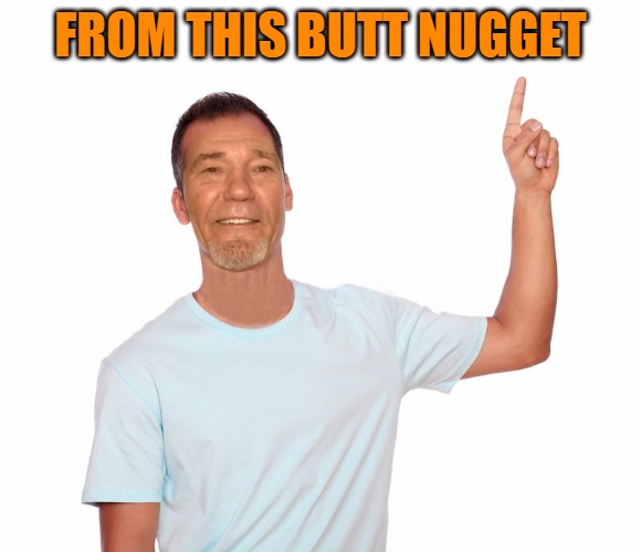 point up | FROM THIS BUTT NUGGET | image tagged in point up | made w/ Imgflip meme maker