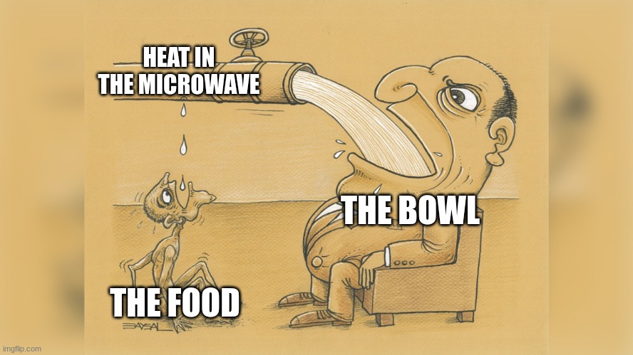 BRO WHY | HEAT IN THE MICROWAVE; THE BOWL; THE FOOD | image tagged in man with a lot of water | made w/ Imgflip meme maker