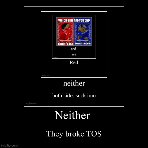 I just stay outta drama in general | Neither | They broke TOS | image tagged in funny,demotivationals | made w/ Imgflip demotivational maker