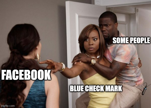 FaceBook Blue check mark. | SOME PEOPLE; FACEBOOK; BLUE CHECK MARK | image tagged in protected kevin hart | made w/ Imgflip meme maker