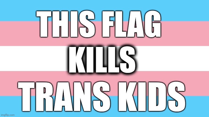 The truth sets you free. | THIS FLAG; KILLS; TRANS KIDS | image tagged in trans pride flag | made w/ Imgflip meme maker