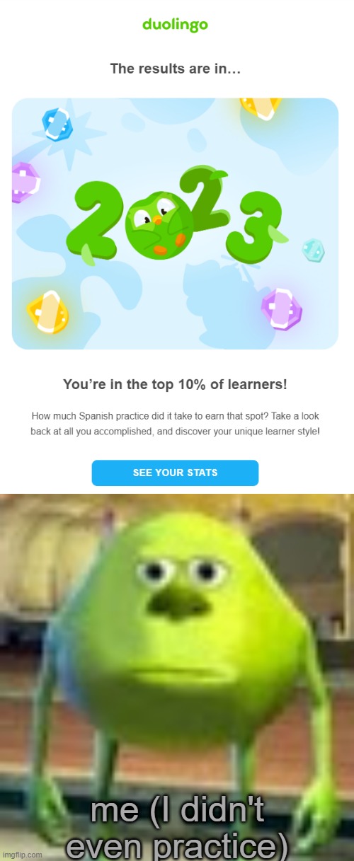 like how did this happen | me (I didn't even practice) | image tagged in fun,duolingo | made w/ Imgflip meme maker