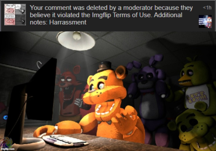 Ah damn it, the sitemods finally woke up | image tagged in fnaf computer reaction | made w/ Imgflip meme maker