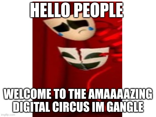 welcome..to the amaaaaaazing digital circus | HELLO PEOPLE; WELCOME TO THE AMAAAAZING DIGITAL CIRCUS IM GANGLE | image tagged in the amazing digital circus | made w/ Imgflip meme maker