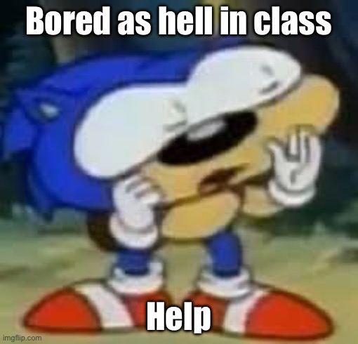 sonic huh? | Bored as hell in class; Help | image tagged in sonic huh | made w/ Imgflip meme maker