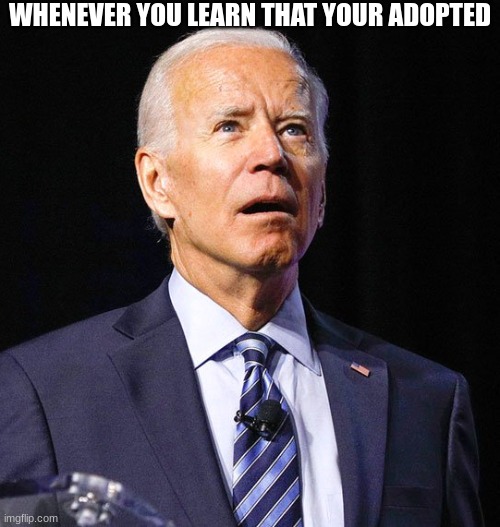 Joe Biden | WHENEVER YOU LEARN THAT YOUR ADOPTED | image tagged in joe biden | made w/ Imgflip meme maker