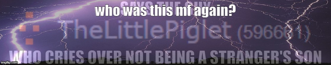 Says The Guy Who Cries Over Not Being A Stranger's Son | who was this mf again? | image tagged in says the guy who cries over not being a stranger's son | made w/ Imgflip meme maker